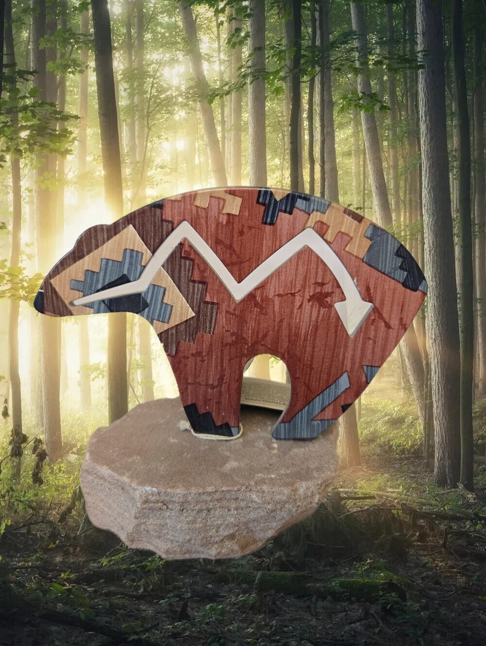 Lazart The Fetish Bear Metal Cut Out Arrow In Bear Standing On Rock Colorful